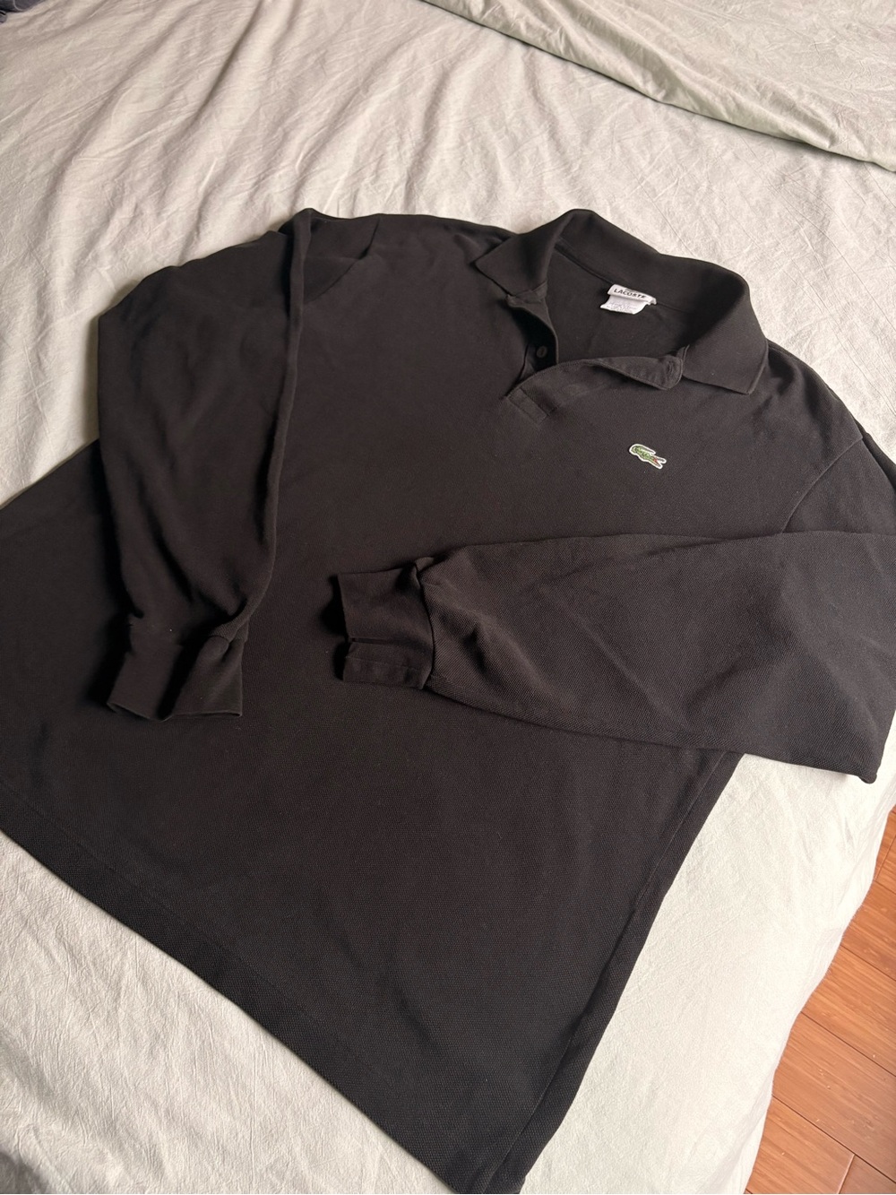 Lacoste black collared polo long sleeve